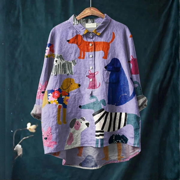 Elaine - Blusa com Cachorros Grandes Ilustrados