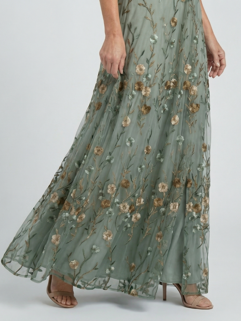 Selora - Vestido Longo Frente Única Floral Fluido