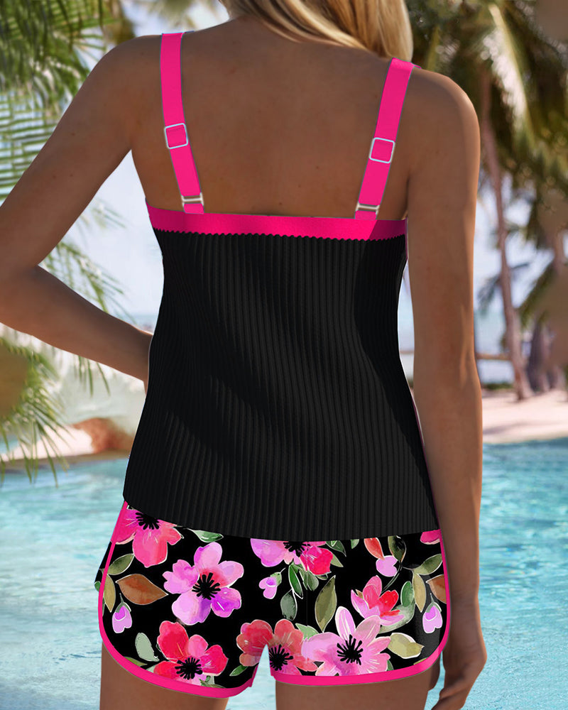 Matilda - Tankini Canelado com Shorts Floral