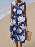 Alice - Vestido Midi de Praia Estampado Sem Mangas