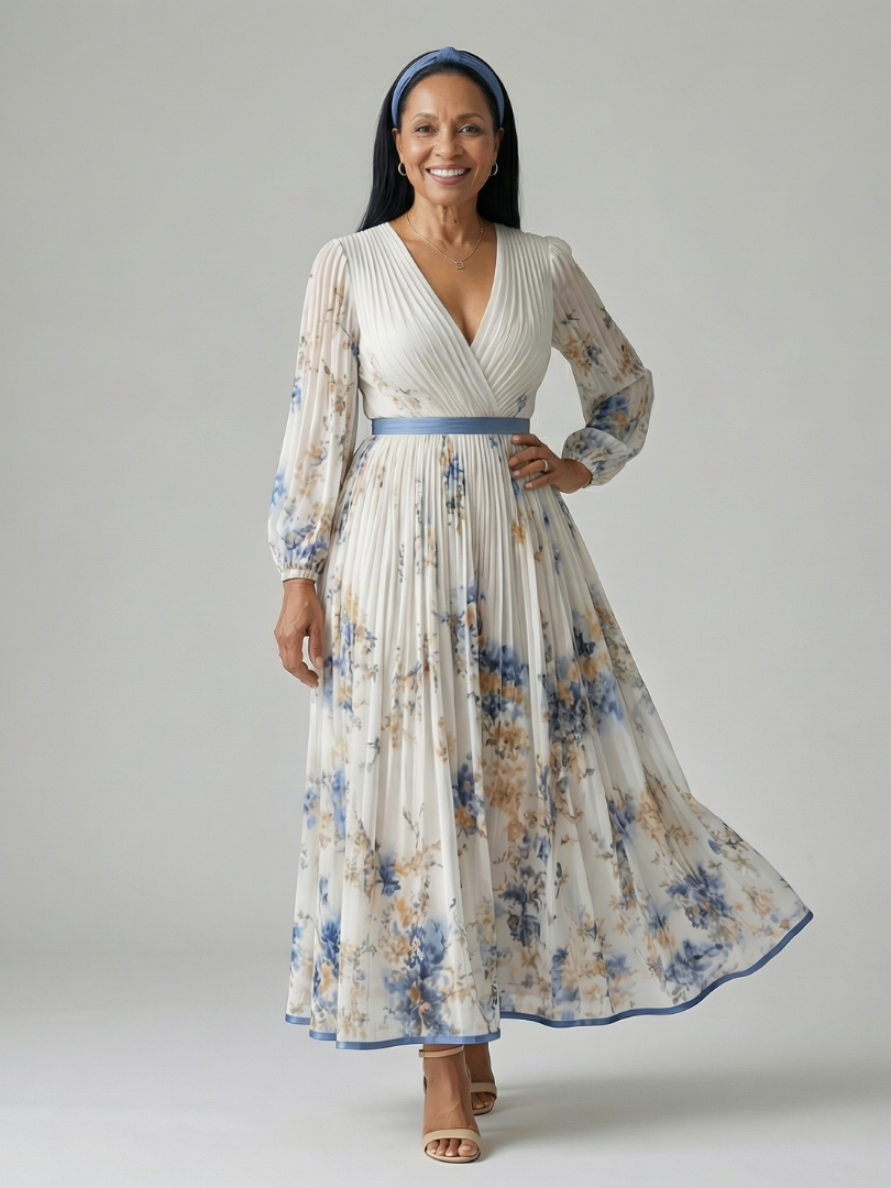 Rielle - Vestido Midi Envelope Plissado