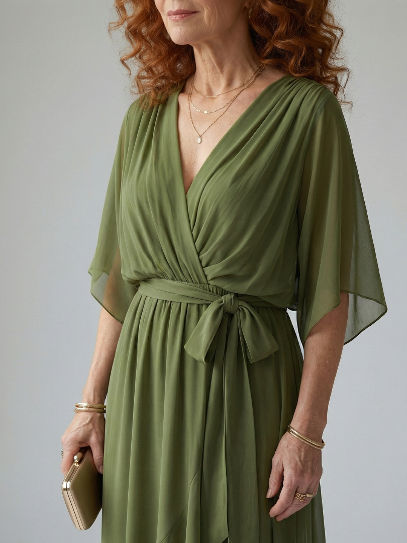 Elric - Vestido Midi Drapeado Leve
