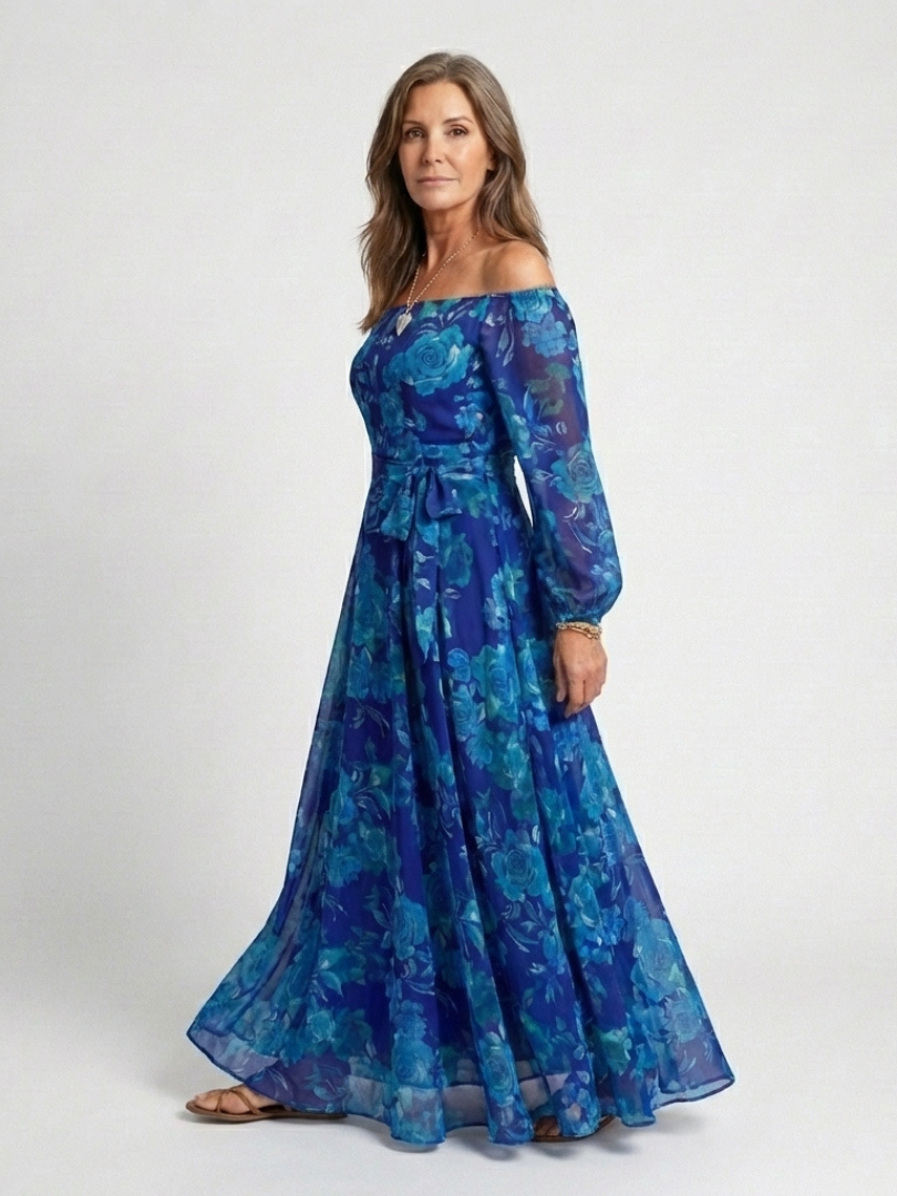 Eduarda - Vestido Longo Floral Ombro a Ombro