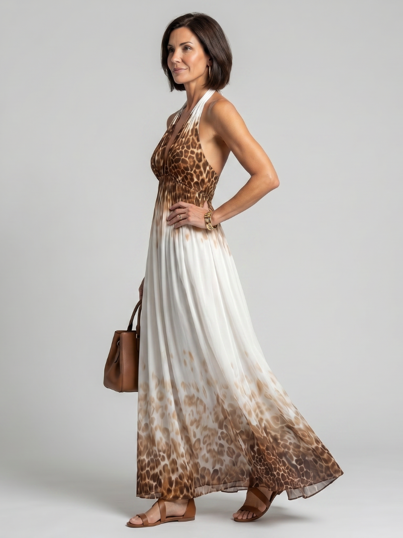 Orlune - Vestido Midi Plissado Branco