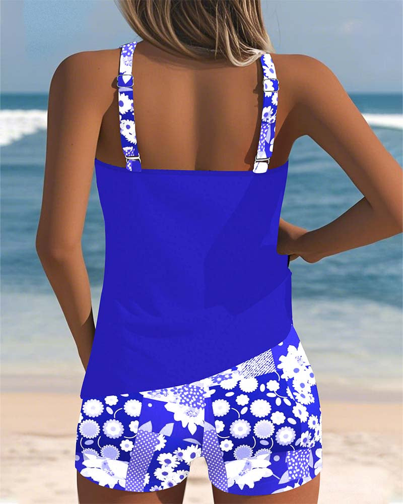 Nina - Tankini com Shorts de Estampa de Margaridas