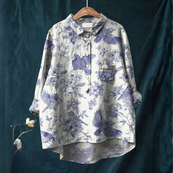 Adriana - Blusa com Estampa Toile de Pássaros