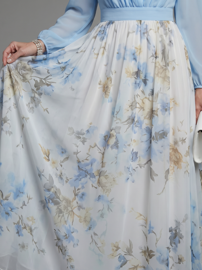 Augusta - Vestido Longo Floral com Decote V