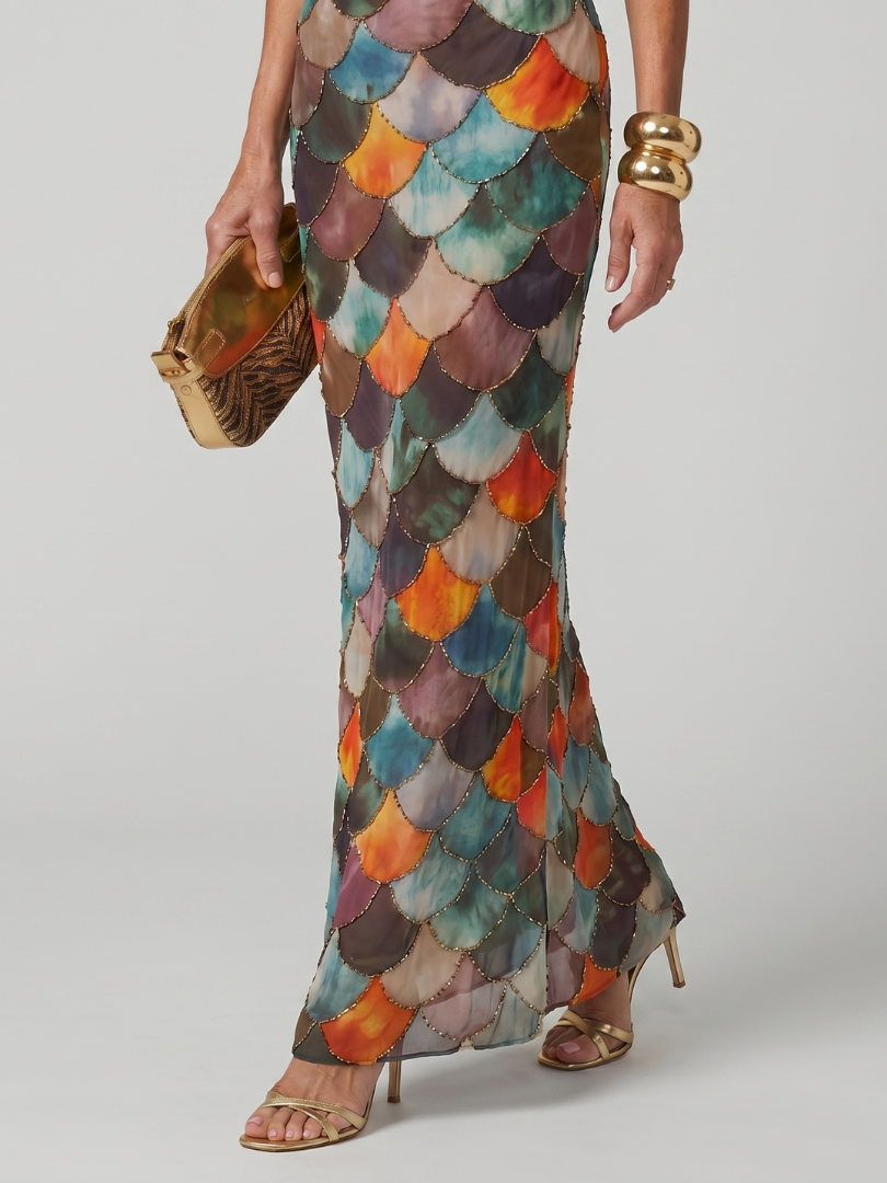 Larkin - Vestido Longo Ajustado Multicolorido