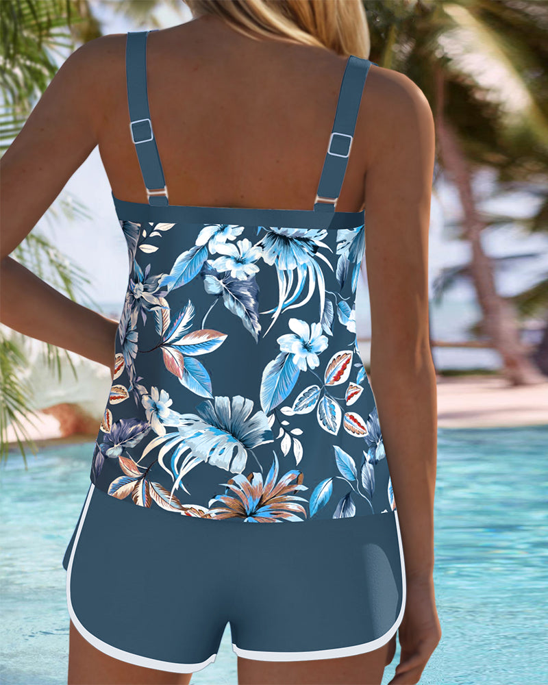 Imke - Tankini de Estampa Botânica com Shorts Esportivo