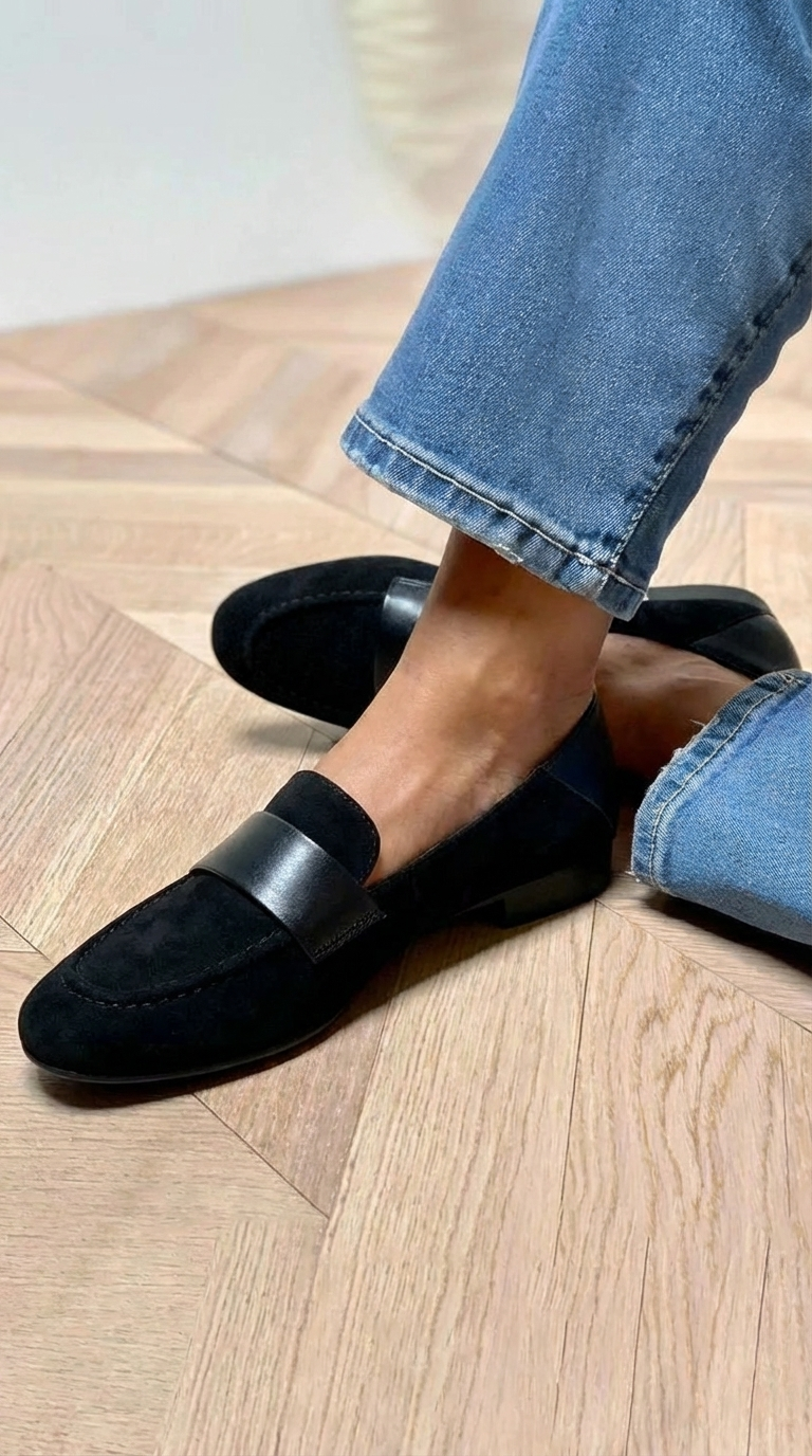 Elra - Mocassim com Tira Larga e Pesponto Frontal