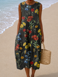 Hazel - Vestido Midi Soltinho Sem Mangas