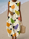 Megan - Vestido Midi Casual Estampado Sem Mangas