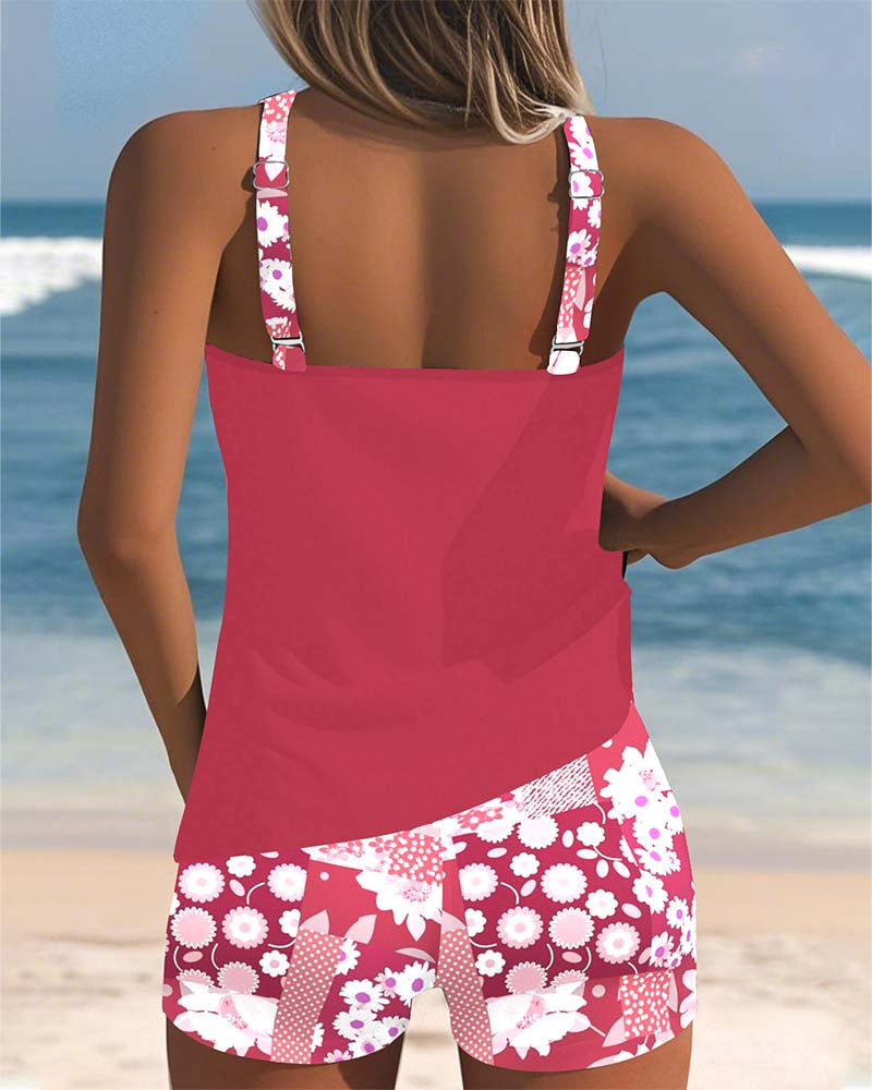 Nina - Tankini com Shorts de Estampa de Margaridas