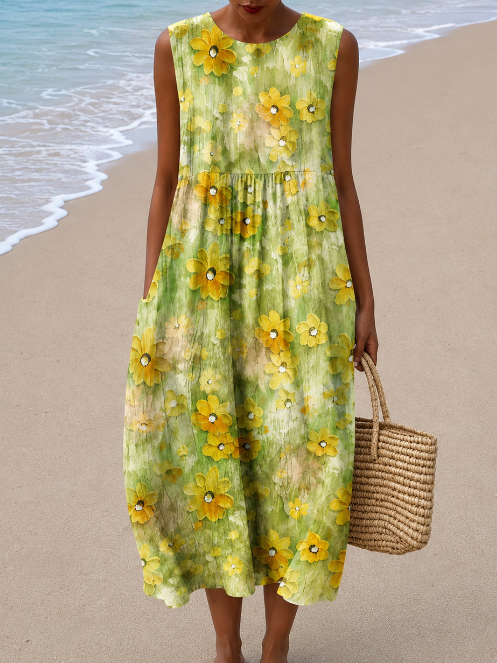 Madison - Vestido Midi Soltinho Sem Mangas
