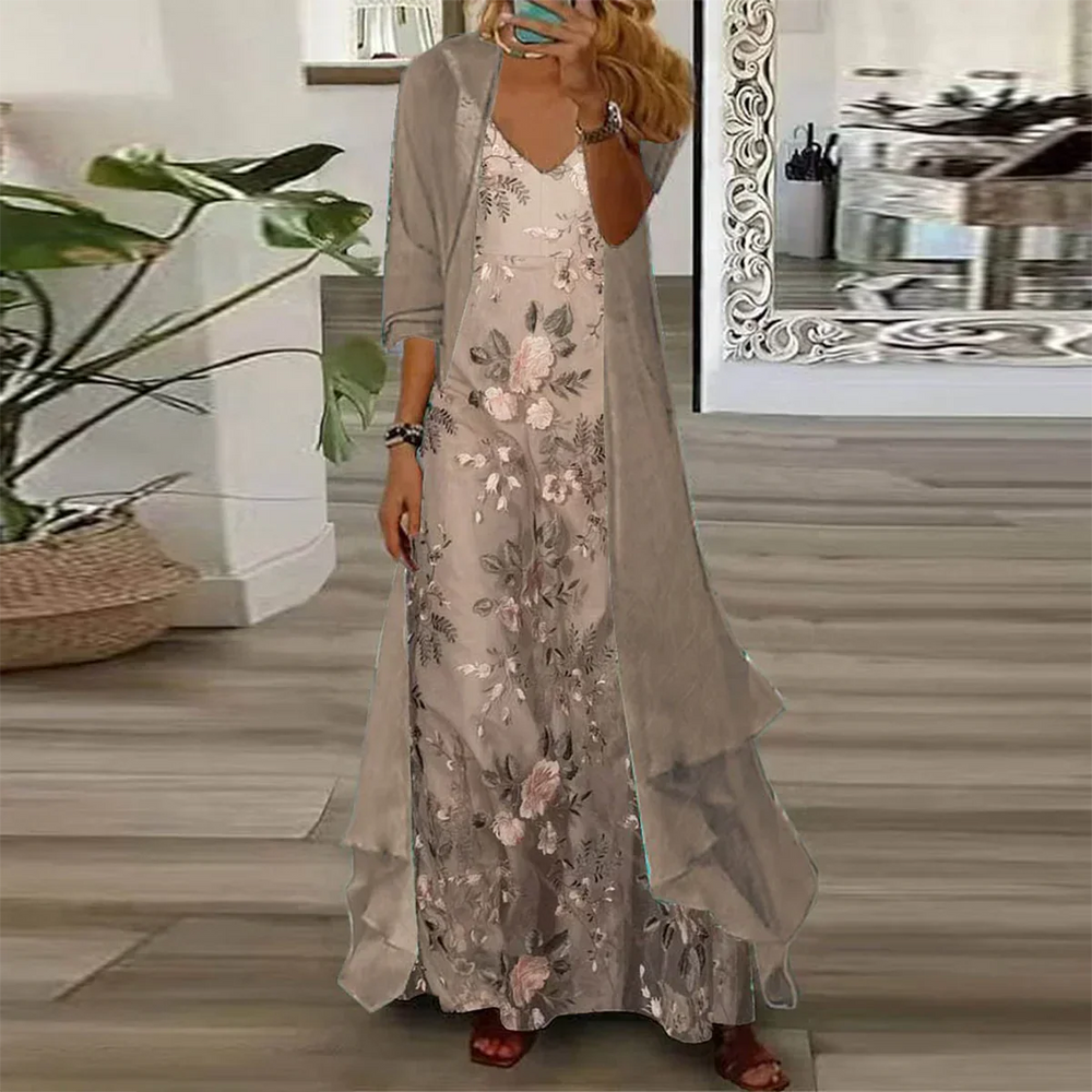 Alice - Vestido Longo De Alças Com Quimono