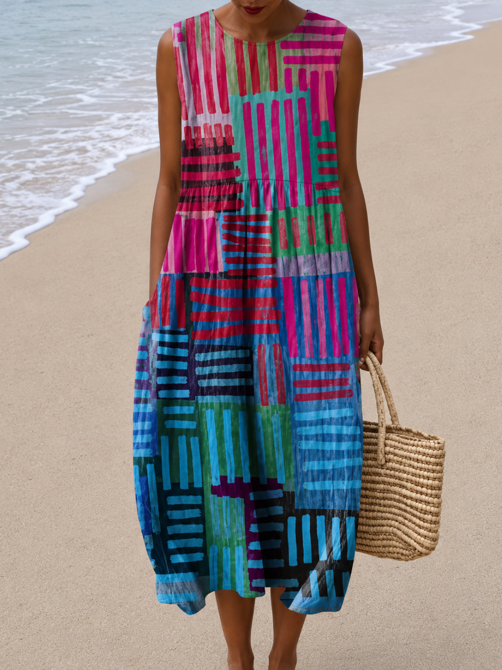 Nora - Vestido Midi Soltinho Sem Mangas