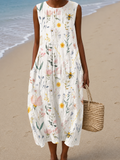 Hailey - Vestido Midi Casual Estampado Sem Mangas
