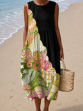 Lauren - Vestido Midi Casual Estampado Sem Mangas