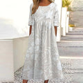 Delilah - Vestido Midi Decote Redondo Floral Tom Sobre Tom