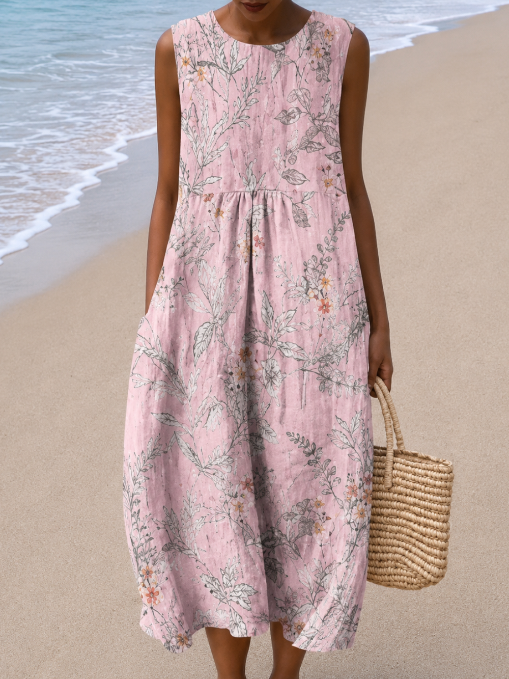 Brooklyn - Vestido Midi Soltinho Sem Mangas