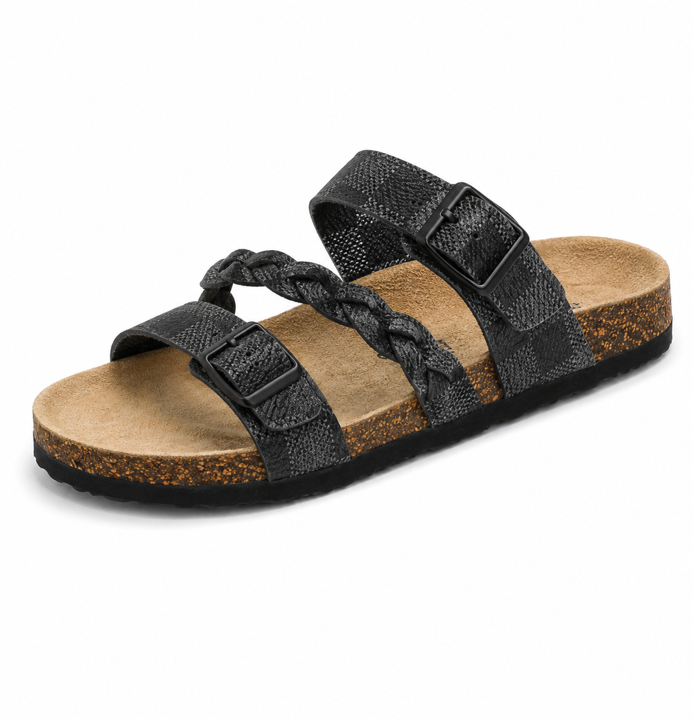 Caiden - Sandália De Duas Fivelas Com Trança Central