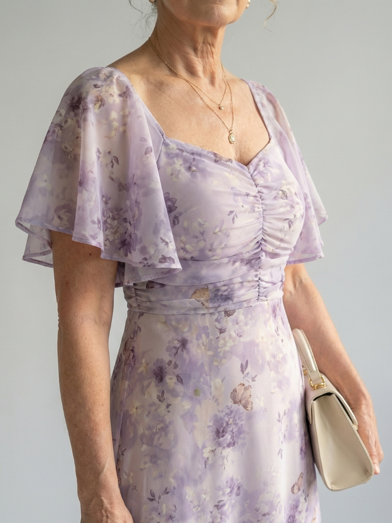 Vaelis - Vestido Midi com Manga Borboleta