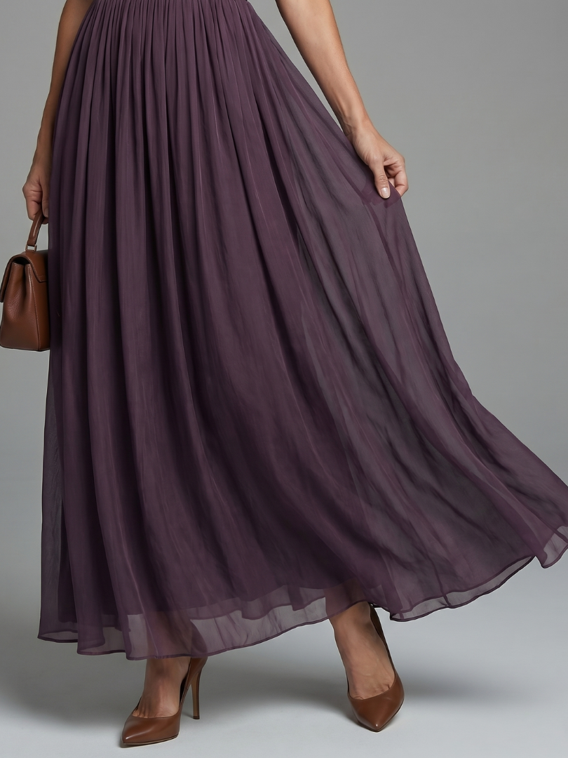 Elia - Vestido Longo com Cintura Franzida e Decote Gota