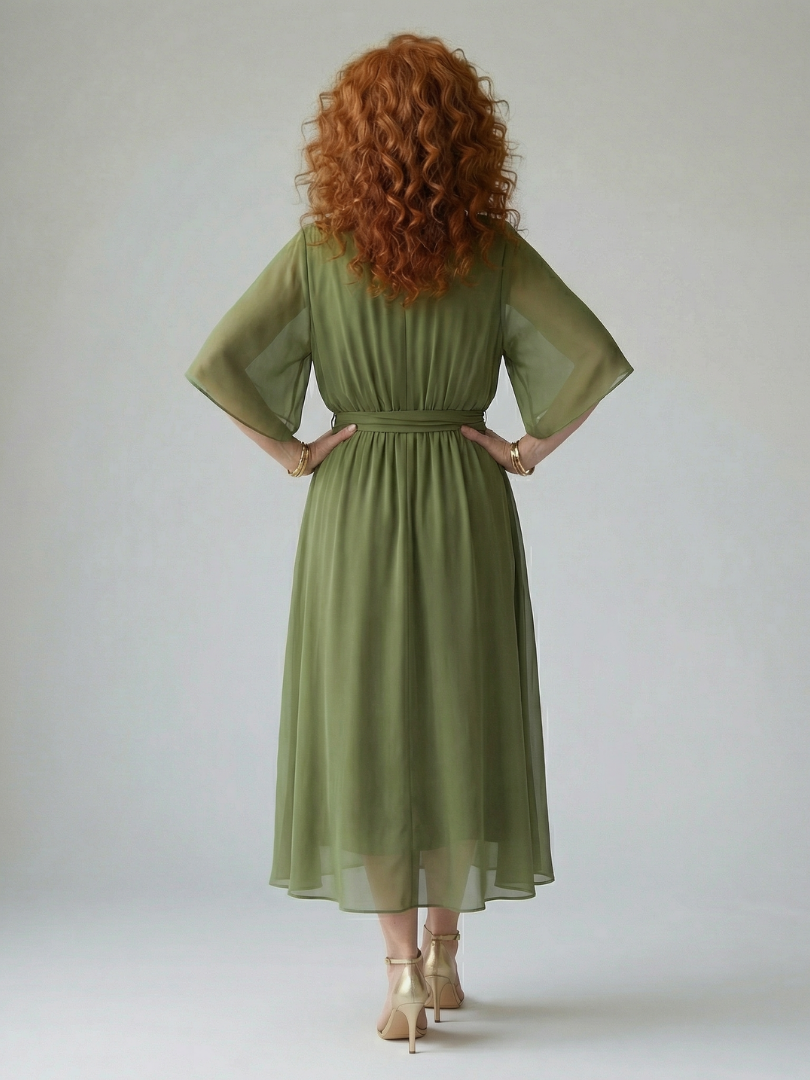 Elric - Vestido Midi Drapeado Leve
