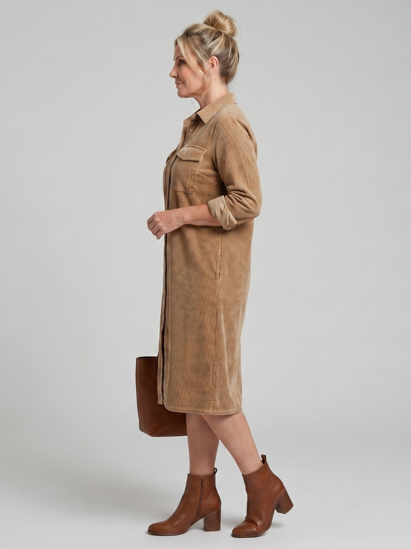 Pema - Vestido Midi de Manga Longa com Bolsos