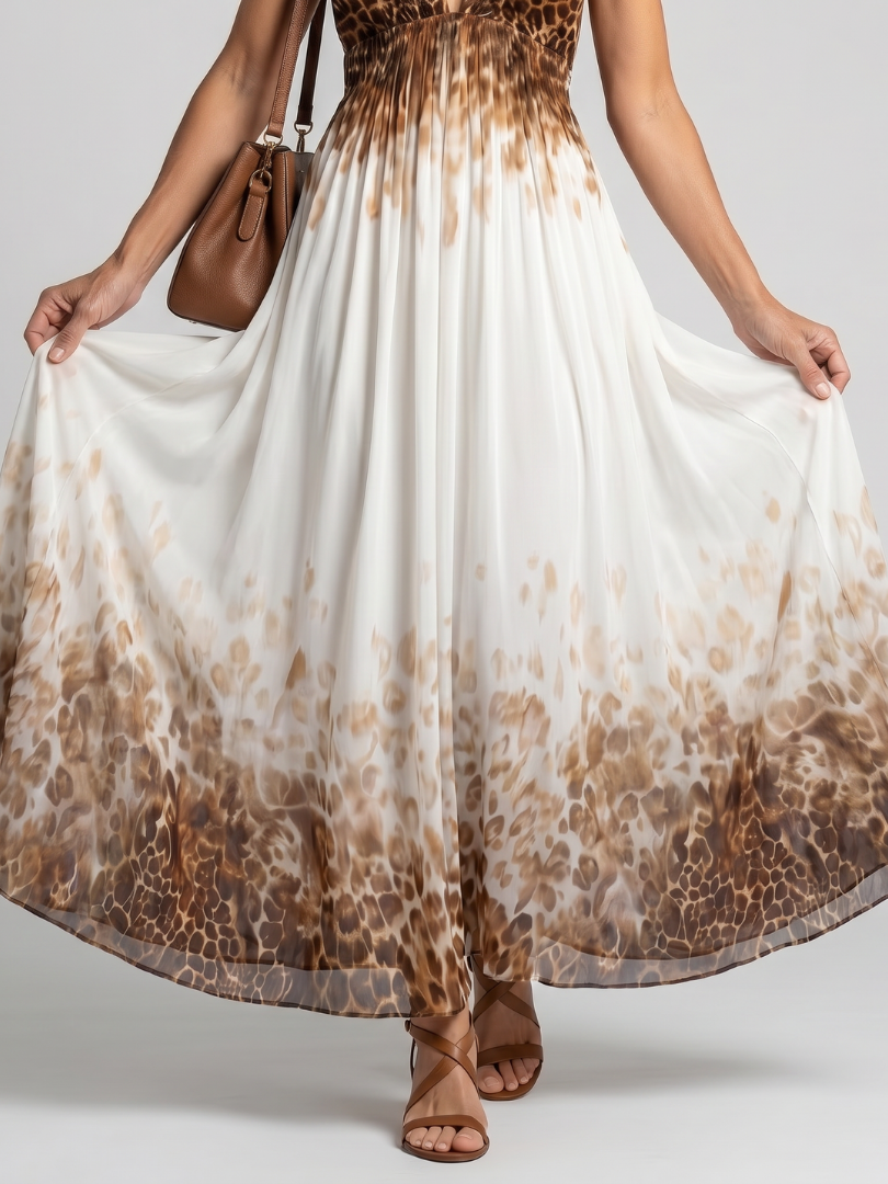 Orlune - Vestido Midi Plissado Branco