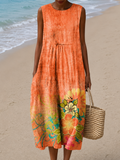 Allison - Vestido Midi de Praia Estampado Sem Mangas