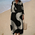 Giovana - Vestido Longo com Estampa Abstrata e Decote V