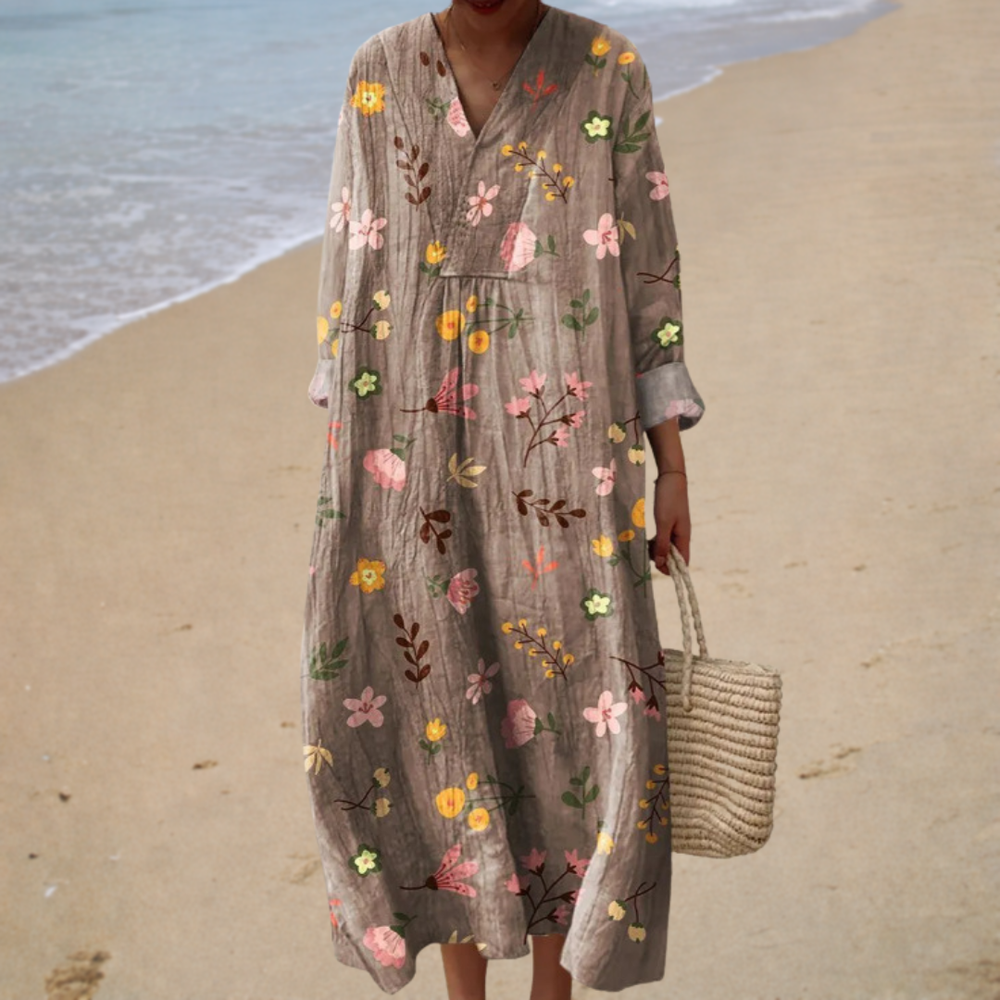 Bianca - Vestido Longo com Estampa de Flores do Campo