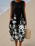 Nicole - Vestido Midi Casual Estampado Sem Mangas