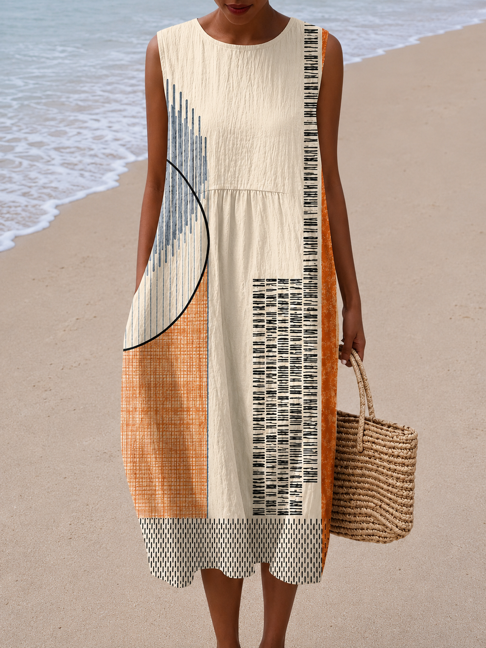 Amelia - Vestido Midi Soltinho Sem Mangas