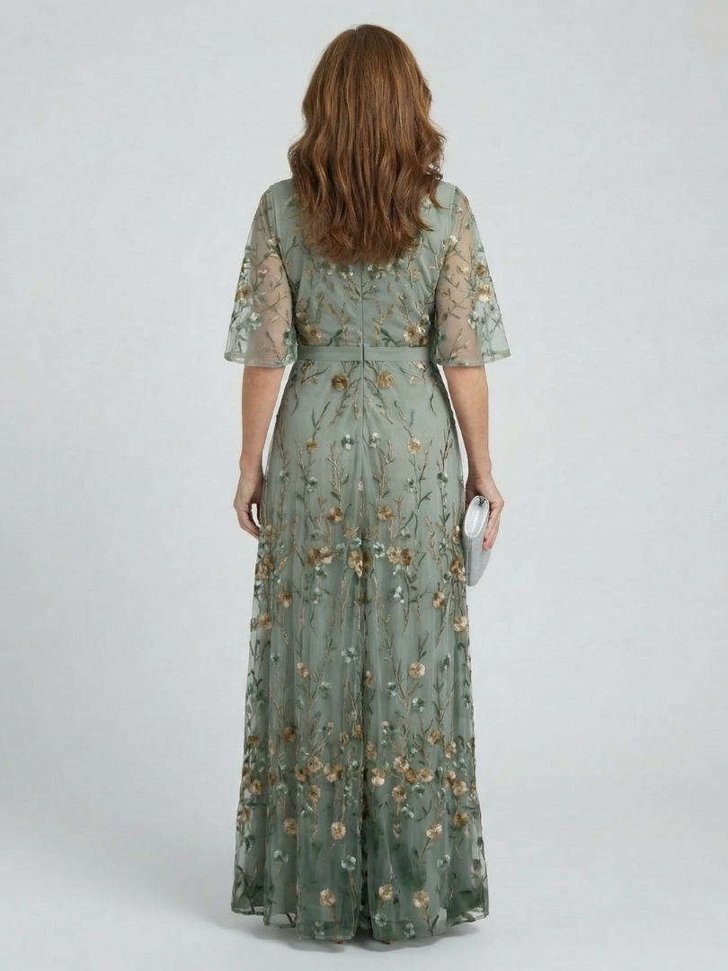 Selora - Vestido Longo Frente Única Floral Fluido