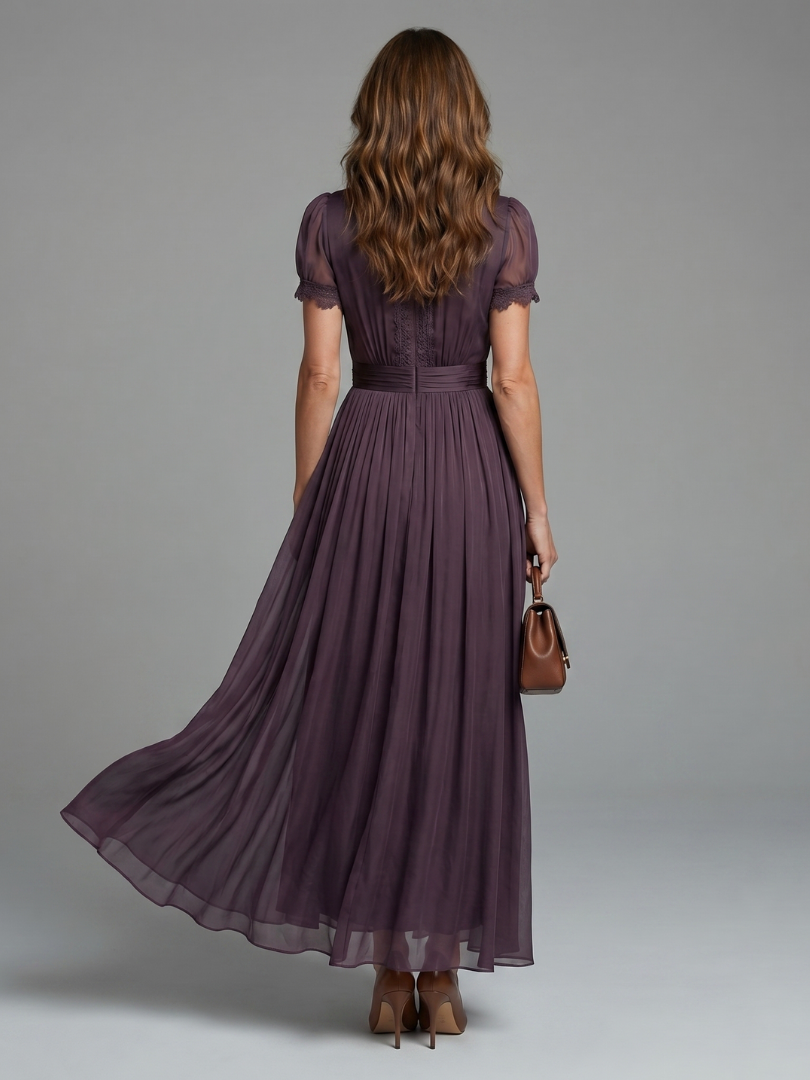 Elia - Vestido Longo com Cintura Franzida e Decote Gota