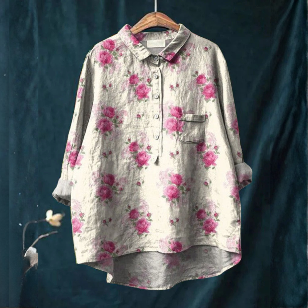 Giovana - Blusa com Estampa de Rosas Delicadas