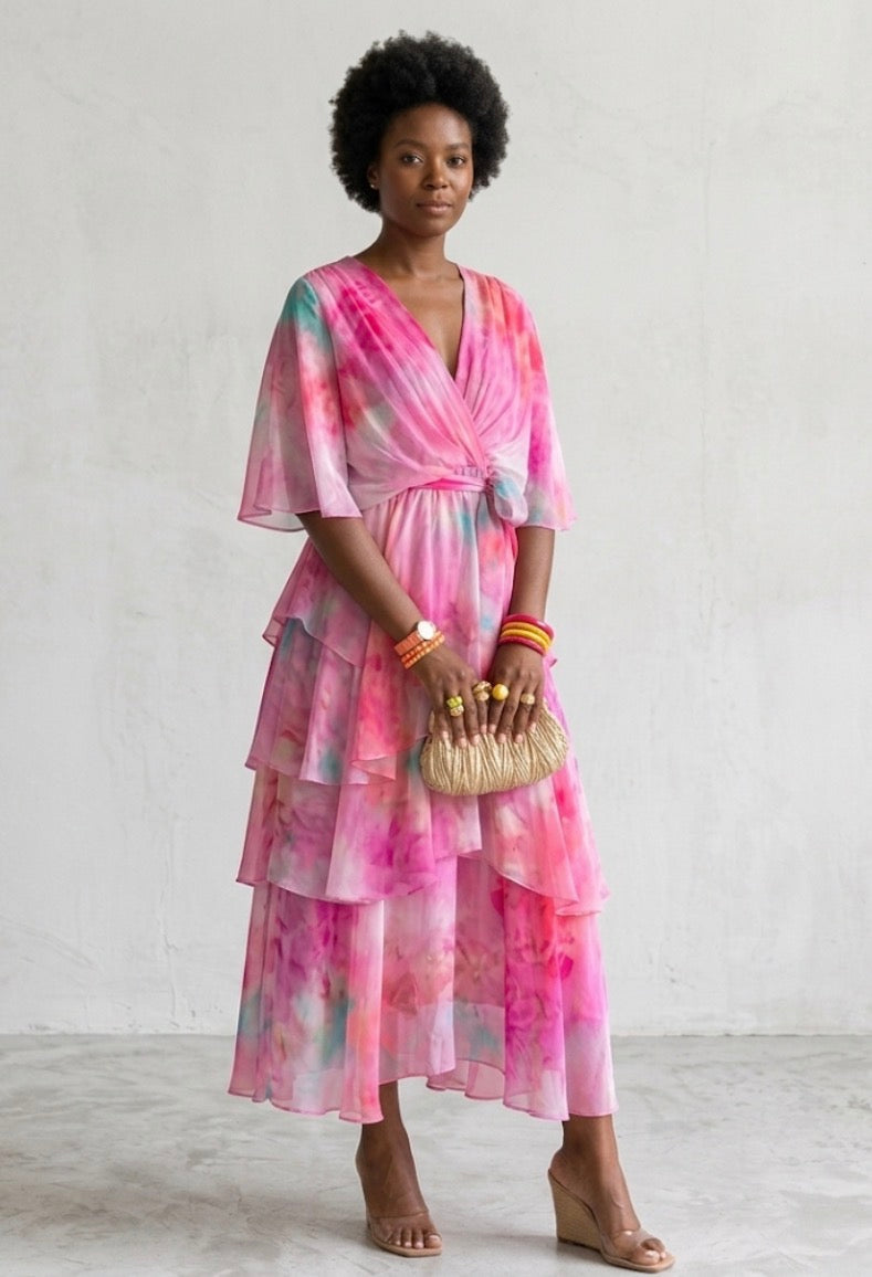 Flávia - Vestido Floral em Camadas