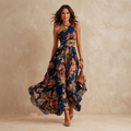 Celeste - Vestido Longo Floral de Um Ombro Só