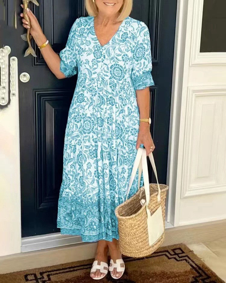 Keisha - Vestido Floral com Decote V