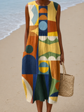 Grace - Vestido Midi Casual Estampado Sem Mangas