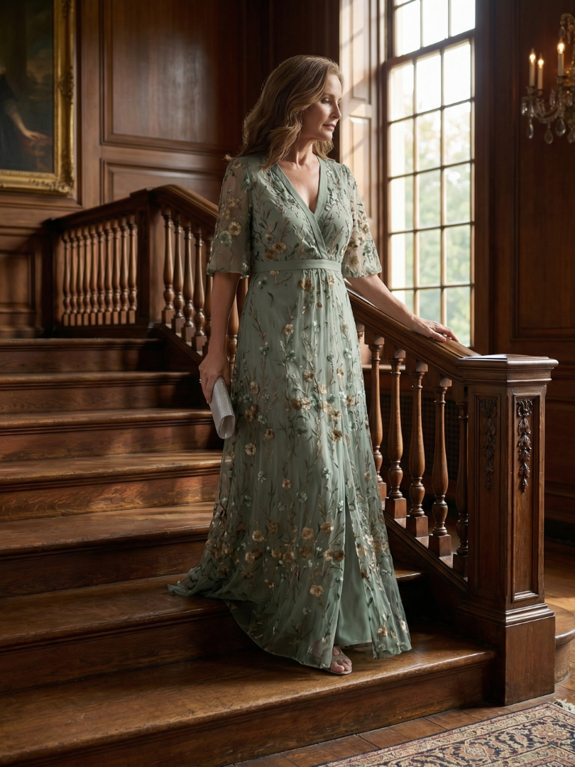 Selora - Vestido Longo Frente Única Floral Fluido