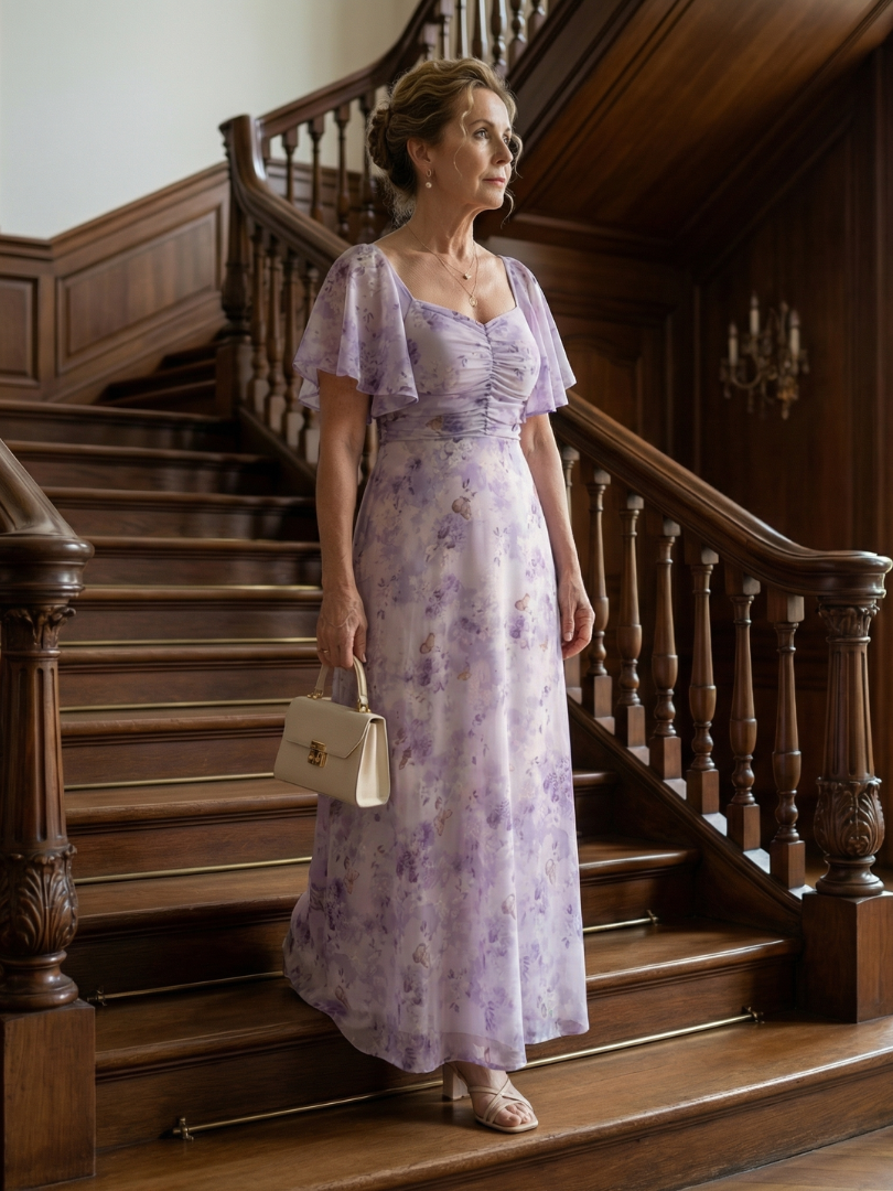 Vaelis - Vestido Midi com Manga Borboleta