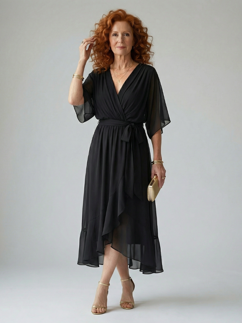Elric - Vestido Midi Drapeado Leve