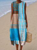 Autumn - Vestido Midi de Praia Estampado Sem Mangas