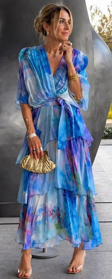 Flávia - Vestido Floral em Camadas