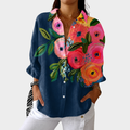 Lorena - Camisa de Botões com Estampa Floral Localizada