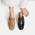 Andie - Mule de Bico Quadrado com Fivela Forrada