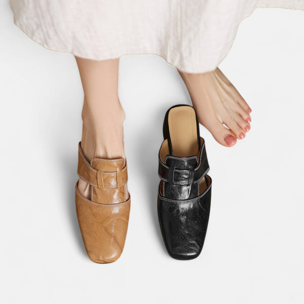 Andie - Mule de Bico Quadrado com Fivela Forrada